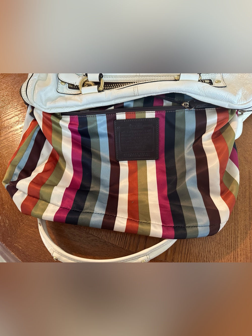 COACH Archive Limited Edition Legacy Stripe Leather Satchel Bag withe White Rare - Picture 14 of 15